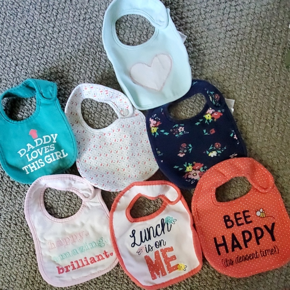 7 bibs for baby girl